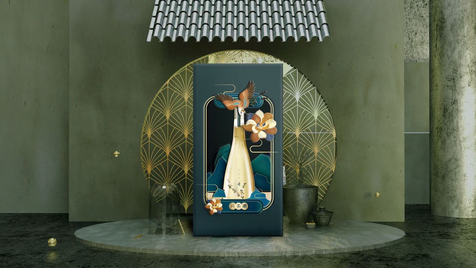 最新潮的包装设计风格,绿色新中式配色