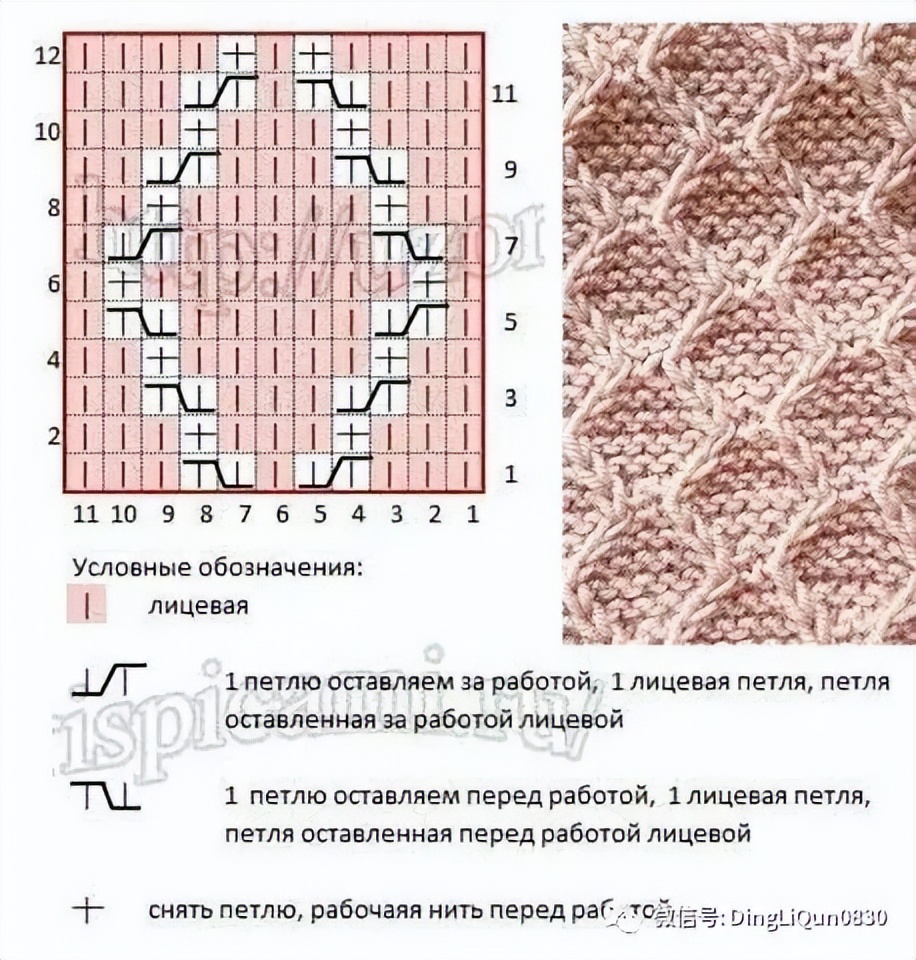 平针织中间花样图纸,交叉针的织法详细图解