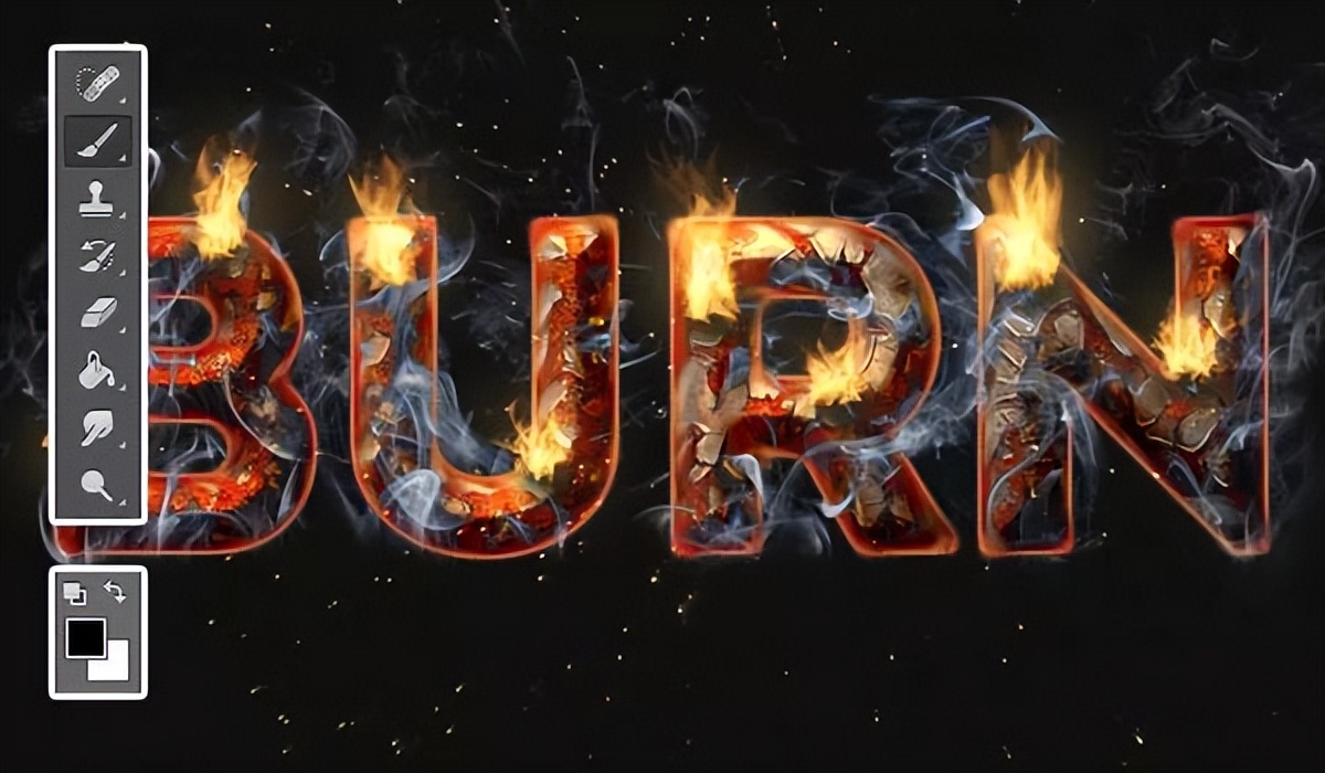 ps路标去除铁锈点,ps教程火苗火焰字体效果制作