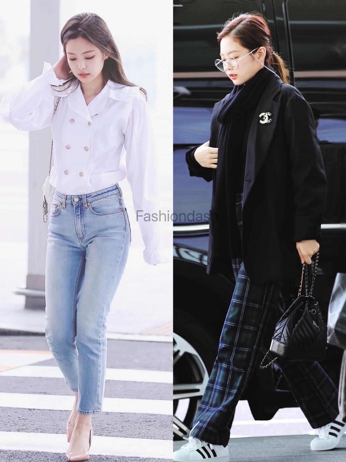 jennie最喜欢的服饰,jennie机场格子上衣