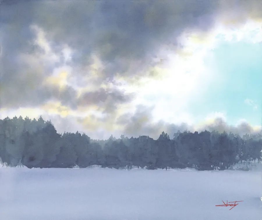 这组水彩风景清新而明亮,充满仙气的水彩世界