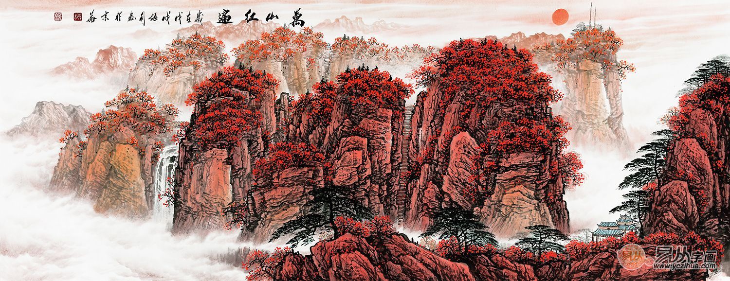 适合客厅办公室山水画推荐,张利国画山水画欣赏