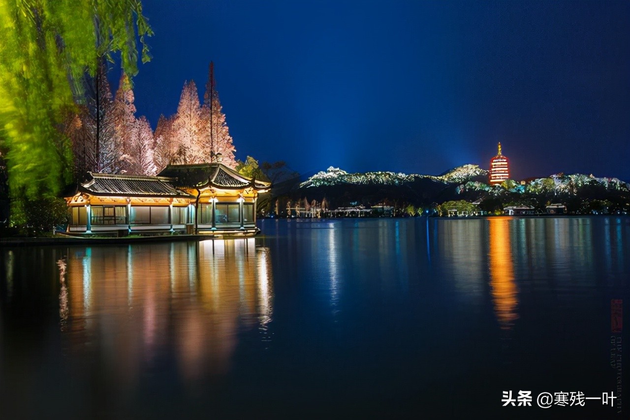 最美杭州西湖断桥夜景,杭州夜西湖美景视频