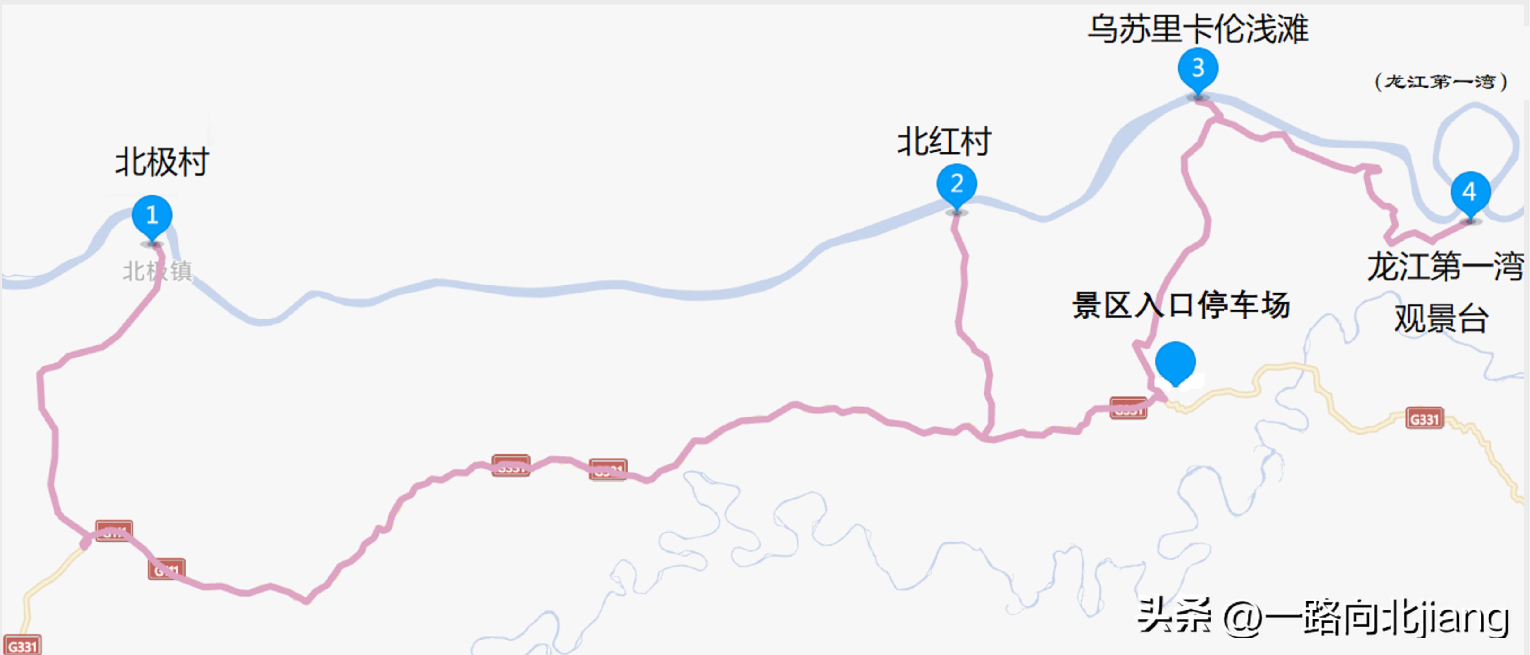 黑龙江中俄边境游线路图,最美边境线g331