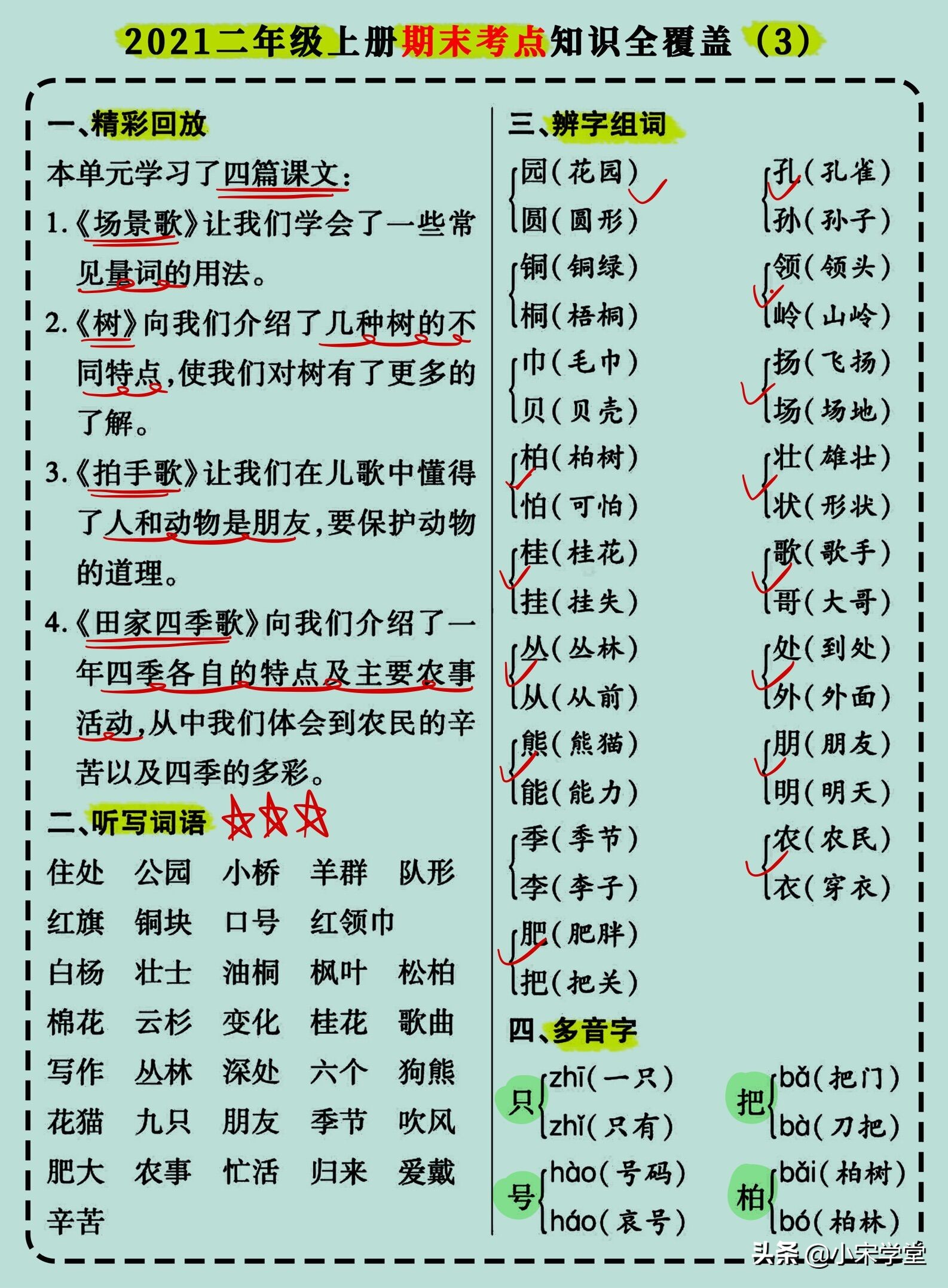二年级上册期末考试重点知识,二年级期末考点重点归纳