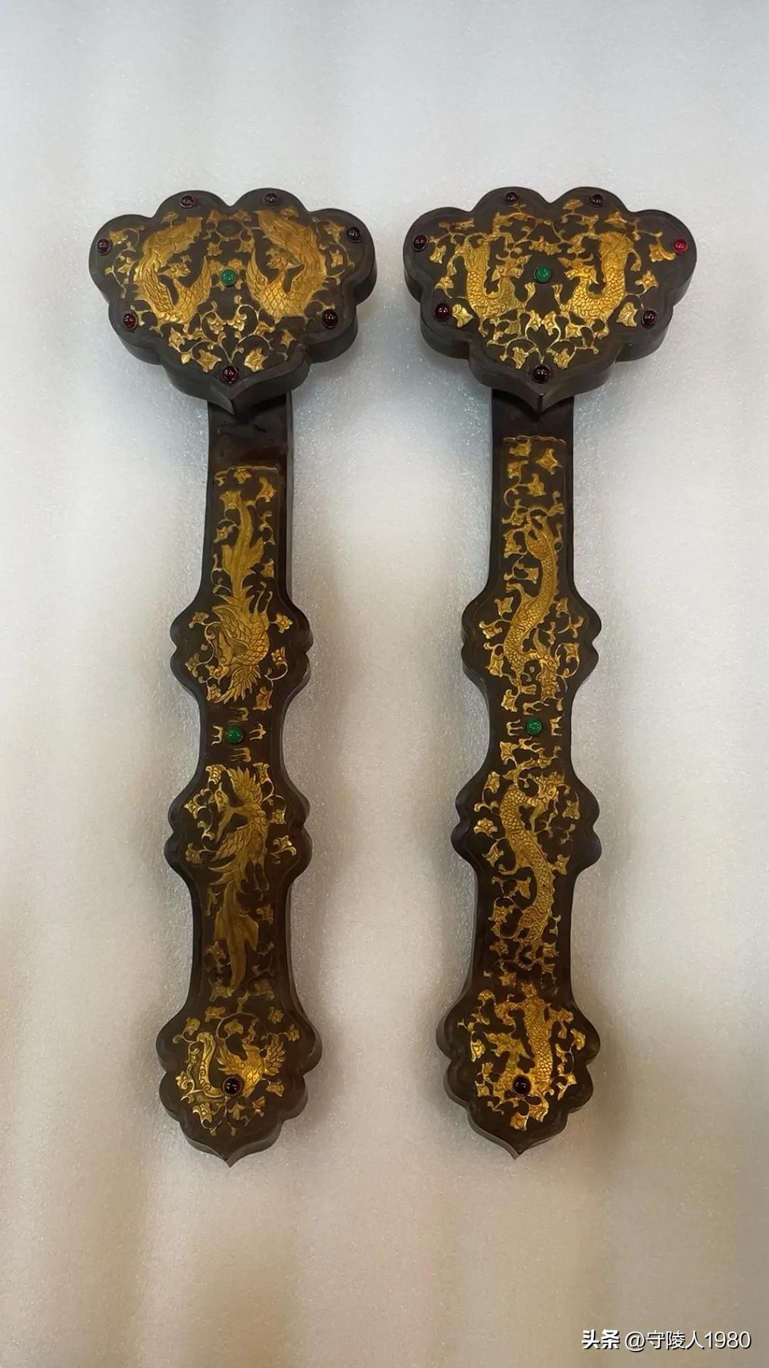 唐代铜鎏金錾刻工艺特征,錾刻鎏金铜包银如意