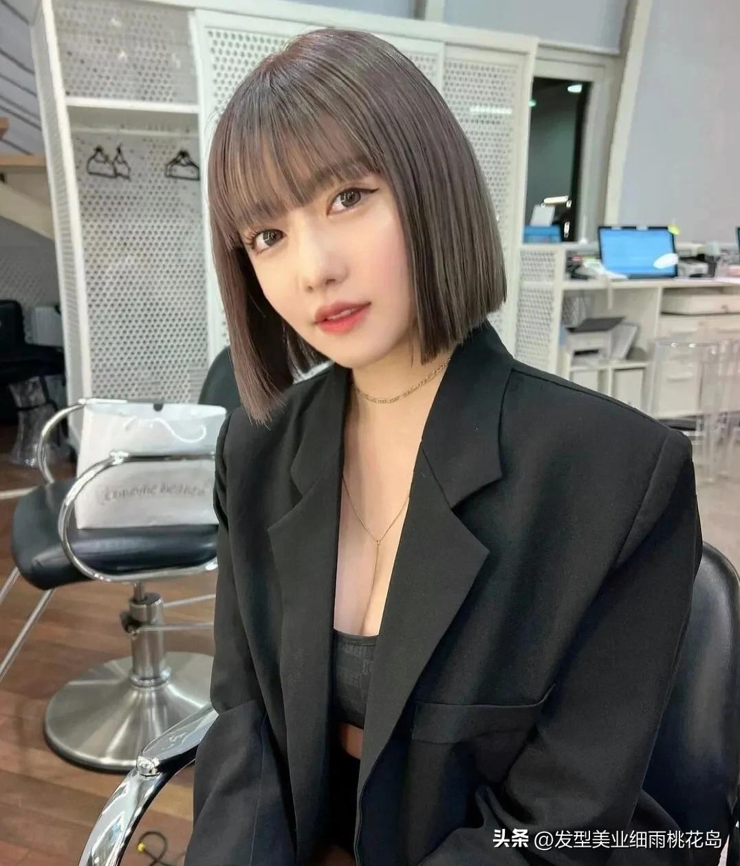 女生一刀切短发怎么吹,高级层次感短发