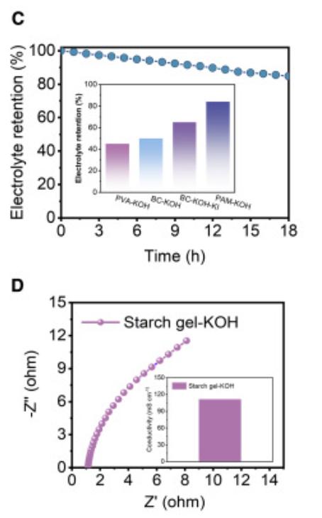 淀粉凝胶电解质用于高性能柔性锌空气电池的可行性研究