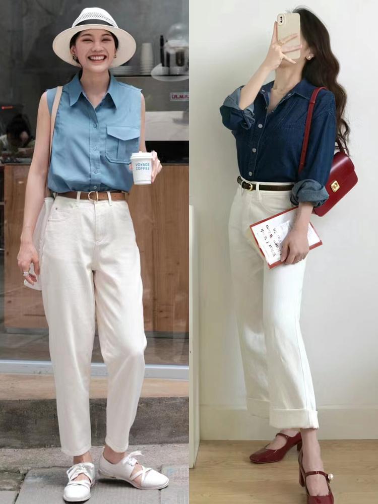 四个“白色”牛仔裤搭配思路，让你春天美得干净、整齐，还显年轻