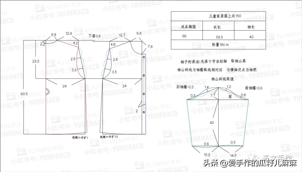儿童家居服上衣裁剪图,儿童冬款家居服裁剪教程