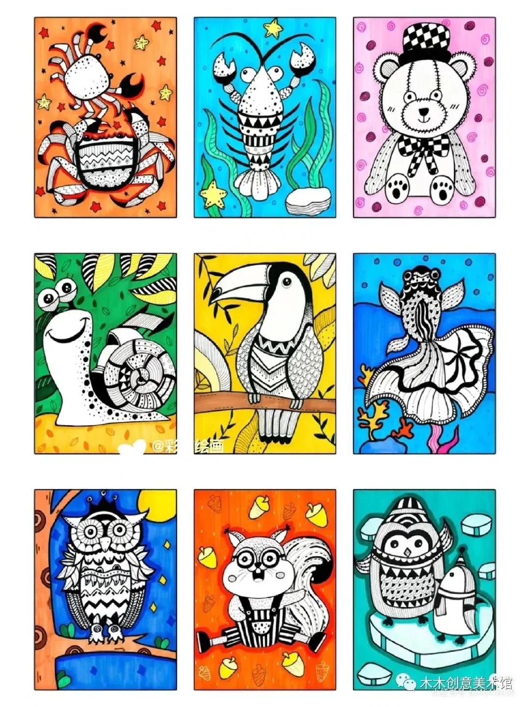 手绘临摹素材1000例马克笔儿童画,24色马克笔画画教程简单儿童