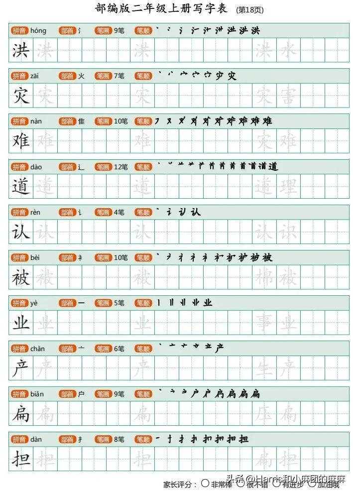 二年级上册练字字帖带拼音笔画,一年级语文二类生字练字帖笔顺