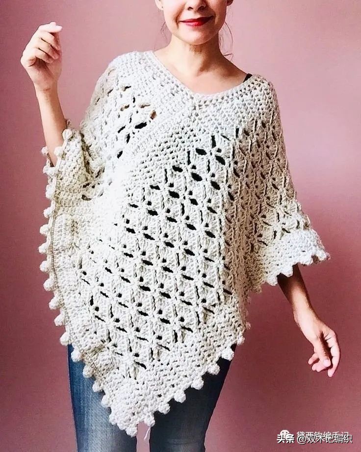 四叶草开襟斗篷披肩钩针视频教程 (时尚钩针连帽流苏斗篷披肩视频)