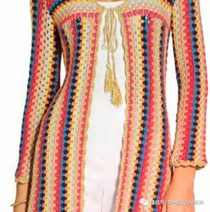 针织开衫作品,带帽针织衫开衫外套彩线