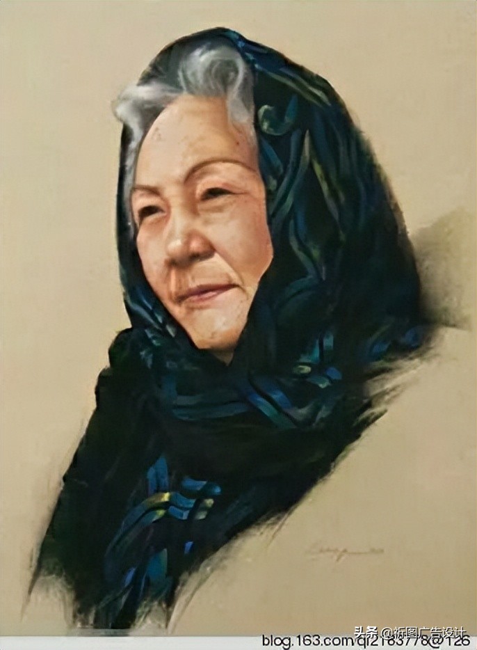 彩色粉笔人像绘画,人像粉笔画