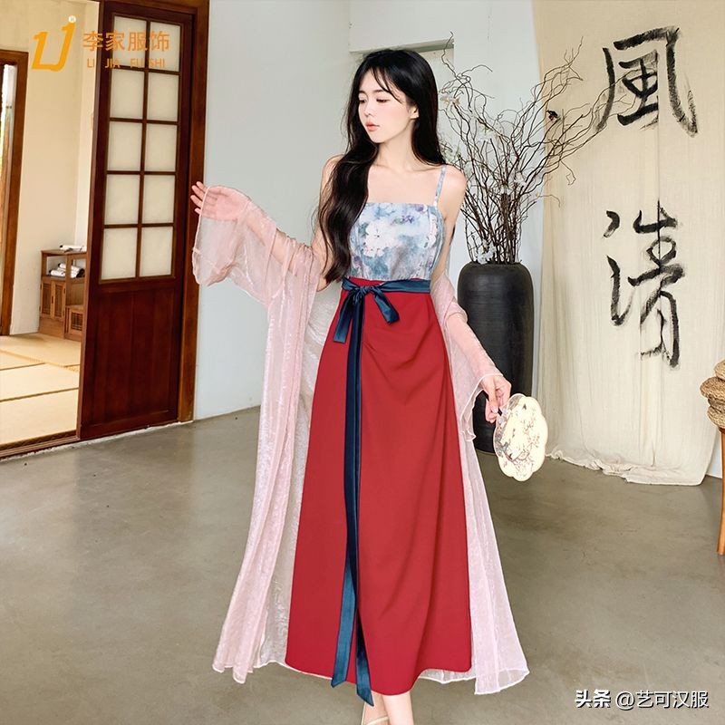 大码中国风连衣裙女黑色,大码新中式国风改良汉服连衣裙女