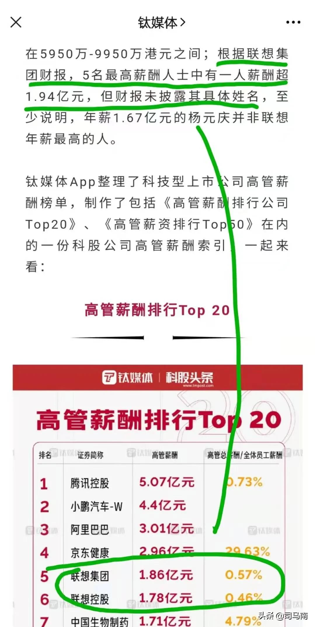 联想工资1亿,联想薪酬之谜