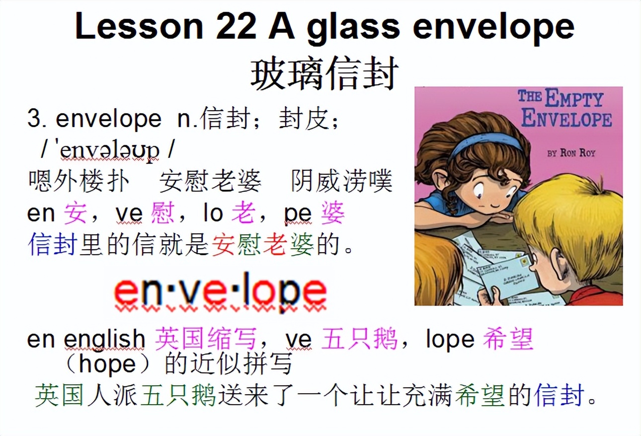 新概念二音标，Lesson22Aglassenvelope玻璃信封