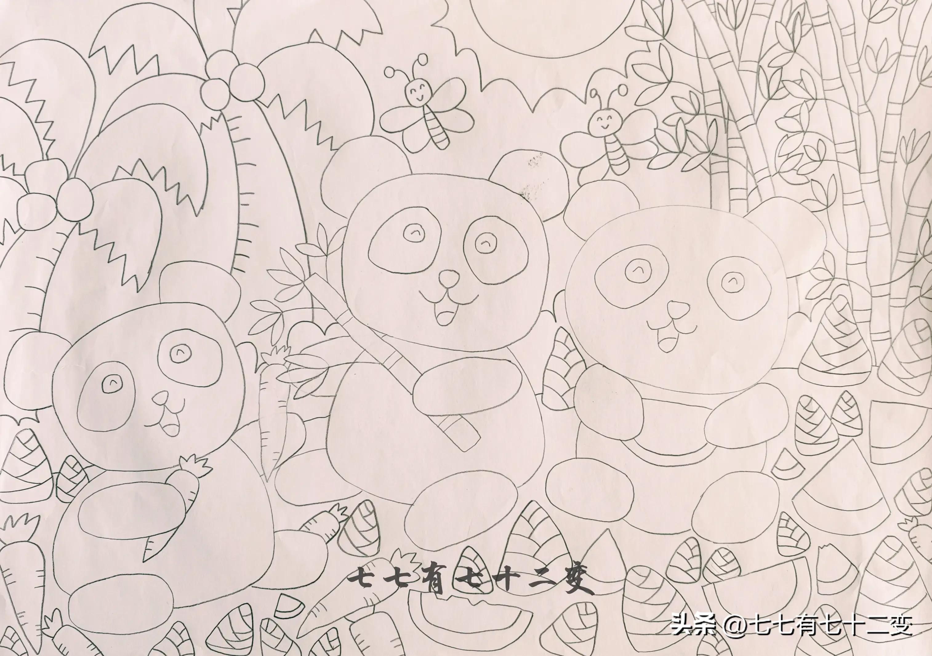 熊猫的简笔画儿童画最简单,熊猫怎么画简单漂亮儿童画