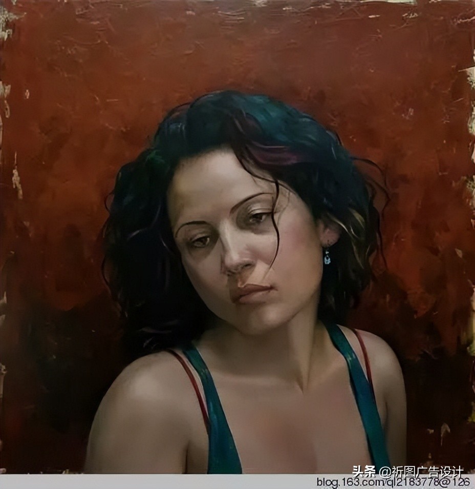 彩色粉笔人像绘画,人像粉笔画