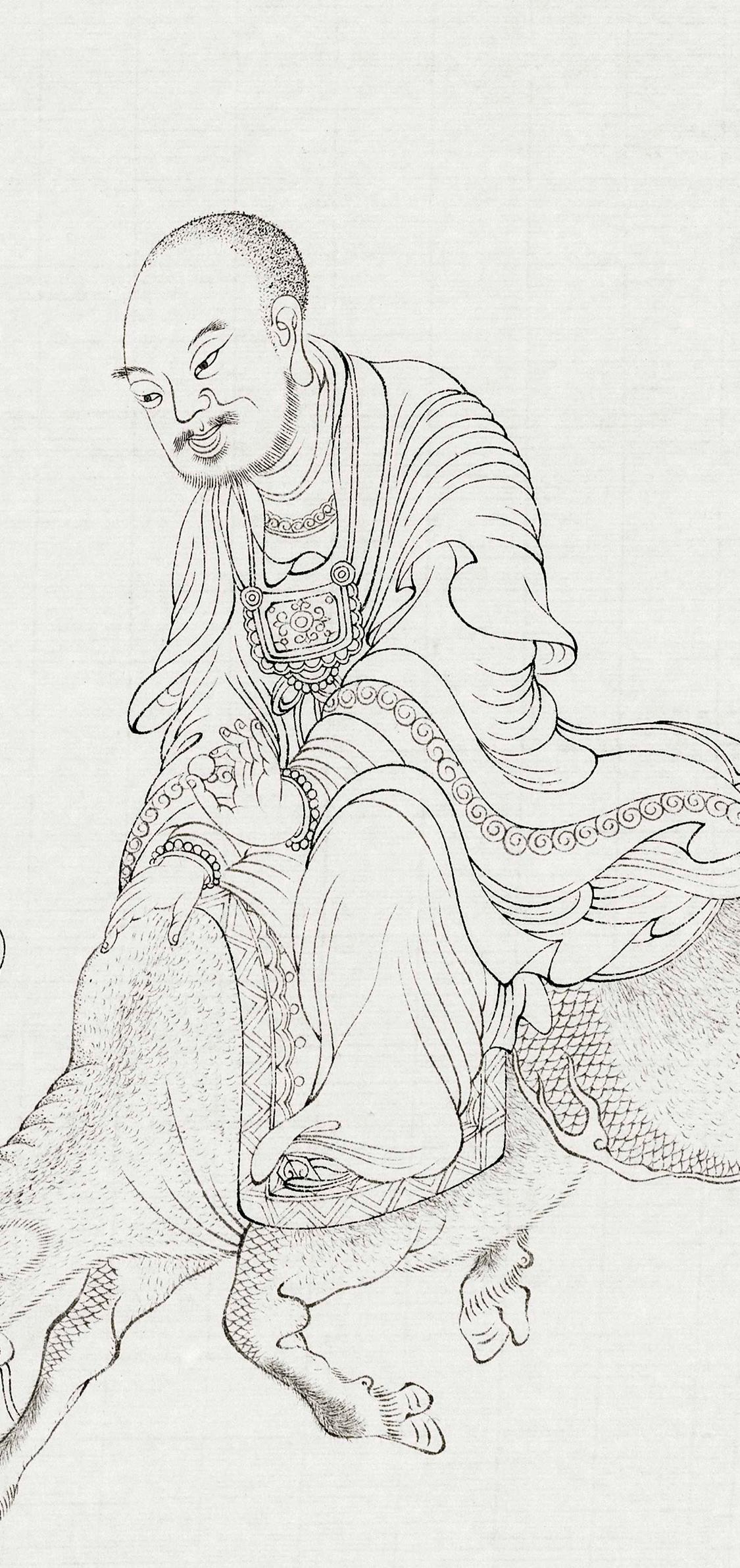 白描八十七神仙卷图文,五百罗汉白描长卷