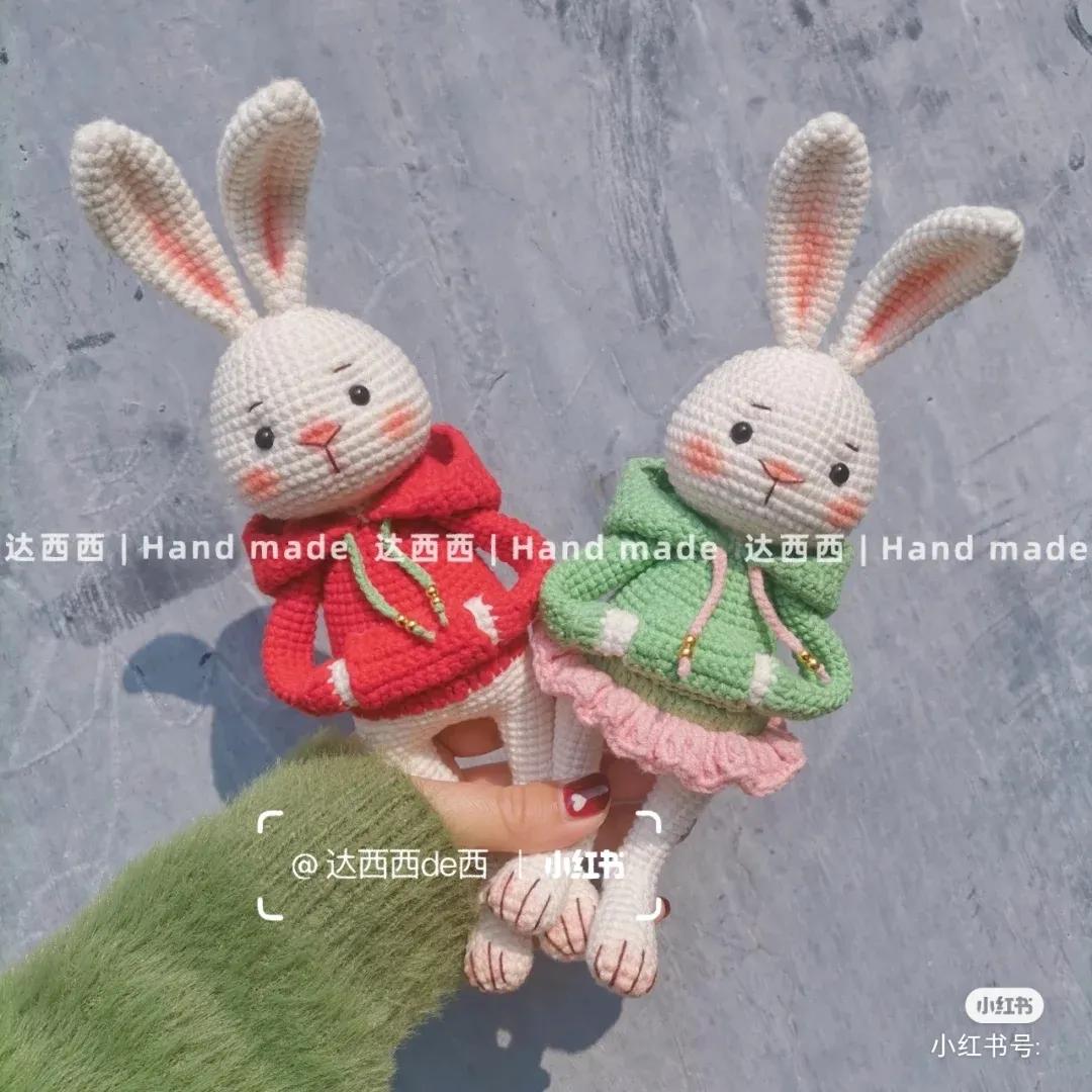 钩针婚纱兔子图解,钩针图解兔子包