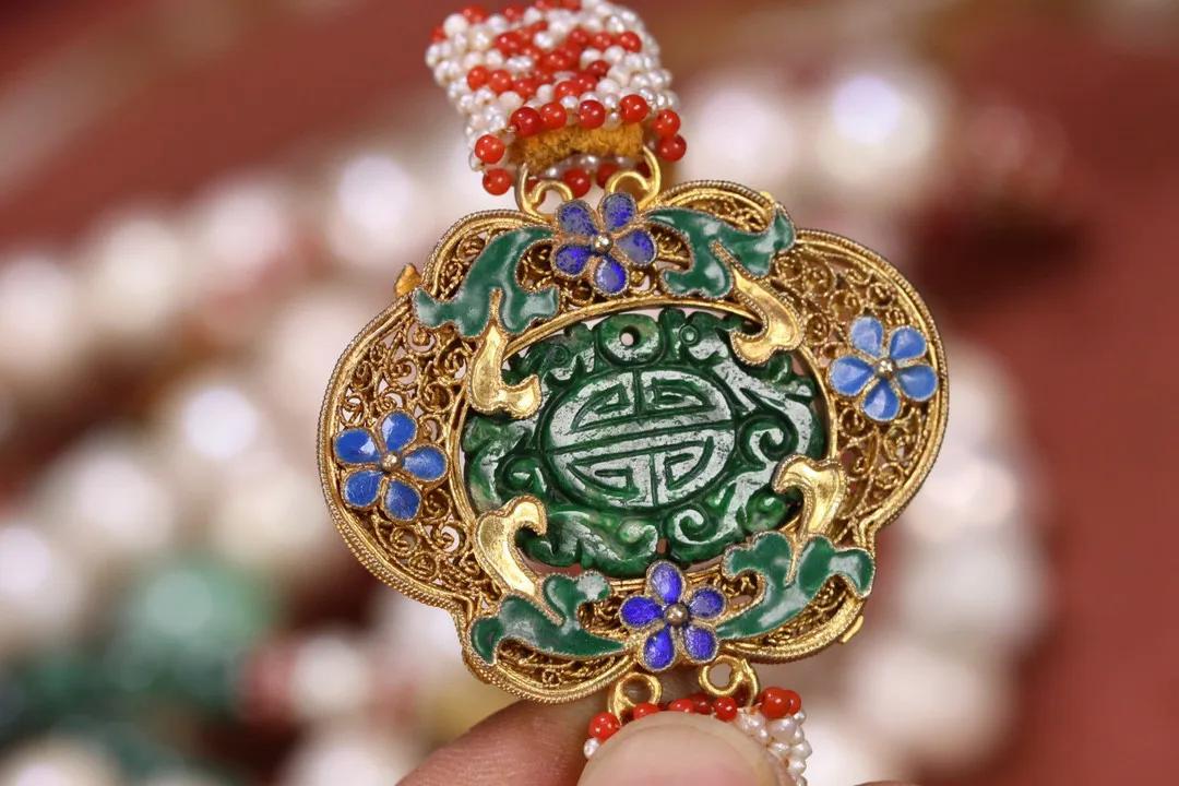 明清翡翠老朝珠,清代老翡翠朝珠