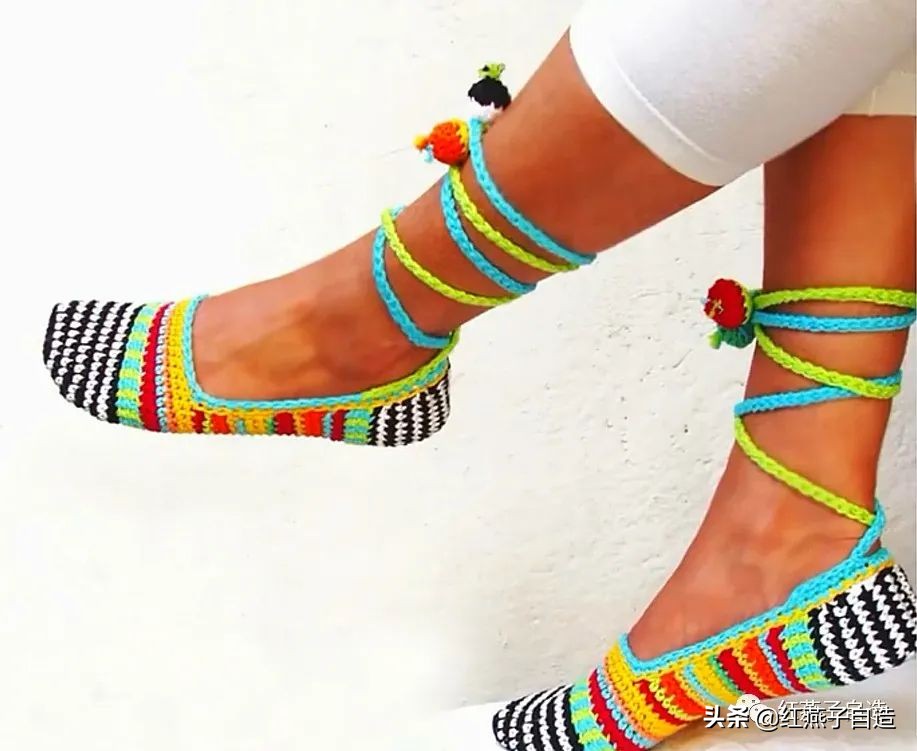编夏天凉鞋,夏天冰丝线凉鞋镂空钩编教程