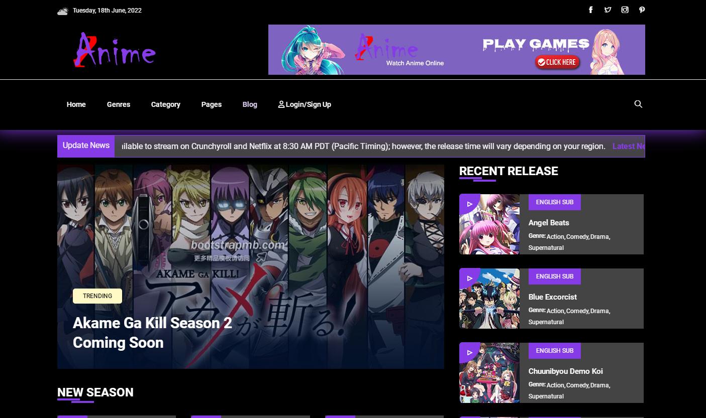 html5动漫模板,二次元漫画网站html模板