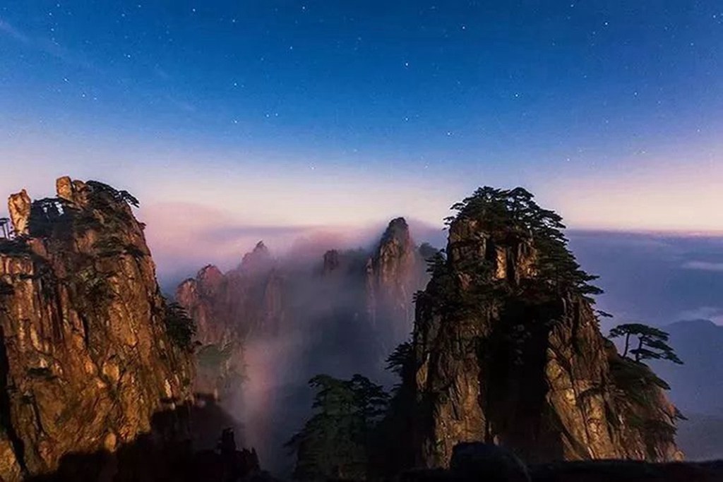 黄山日出自然人文地理摄影,黄山冬雪冬景