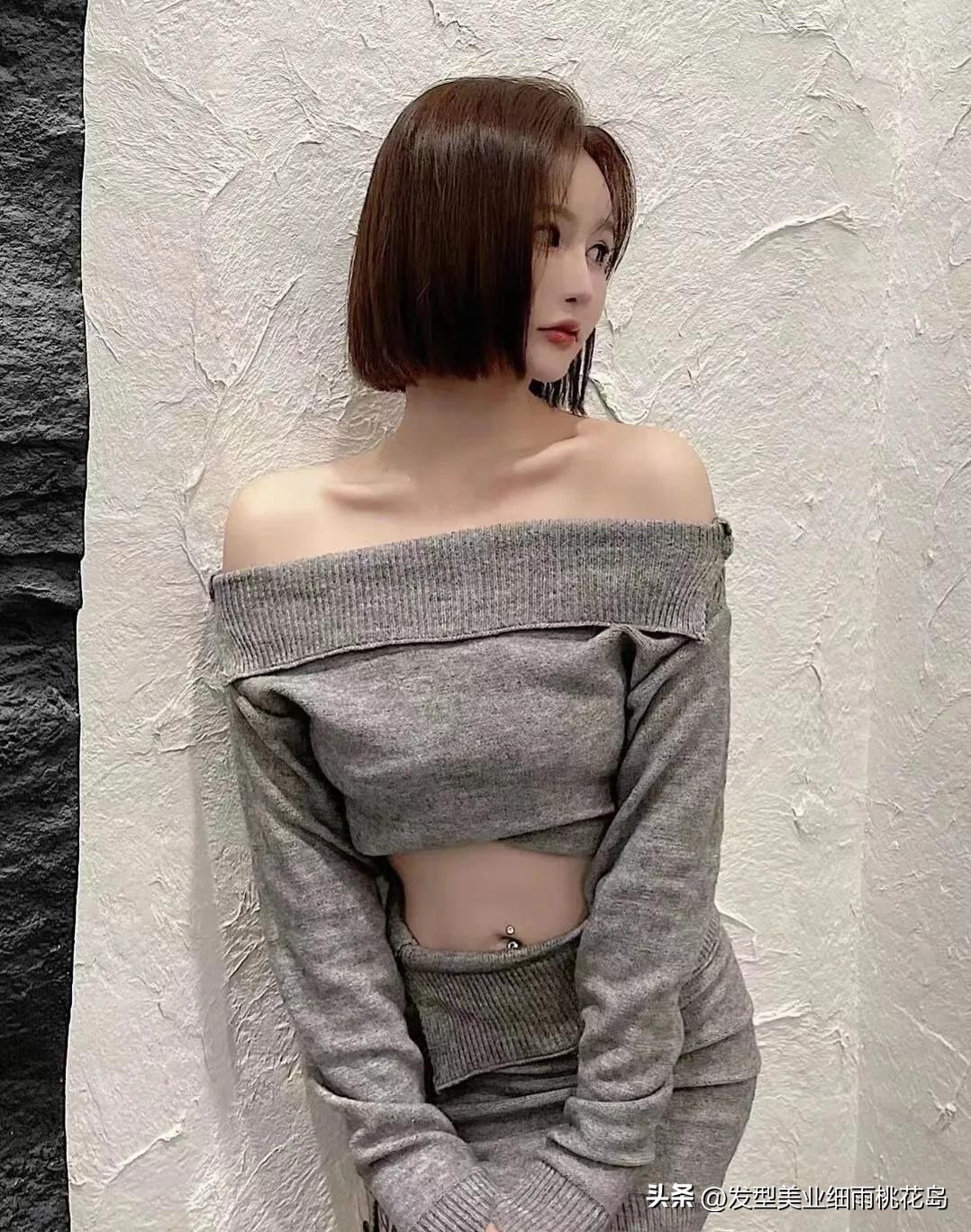 妩媚风情的短发,短发冷艳御姐拍照姿势