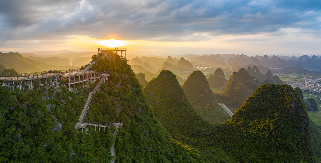 广西阳朔如意峰索道景区视频,桂林如意峰门票多少钱不坐索道