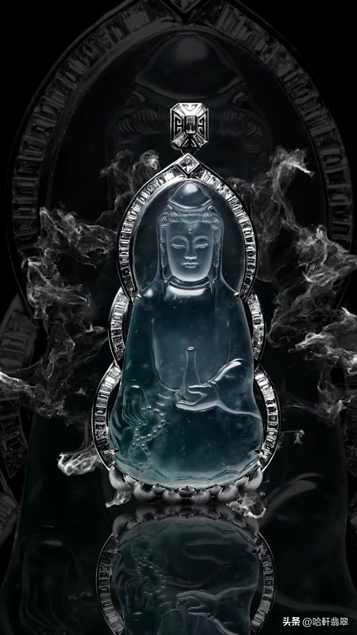 莫西沙翡翠观音成品,莫西沙场口的正装观音