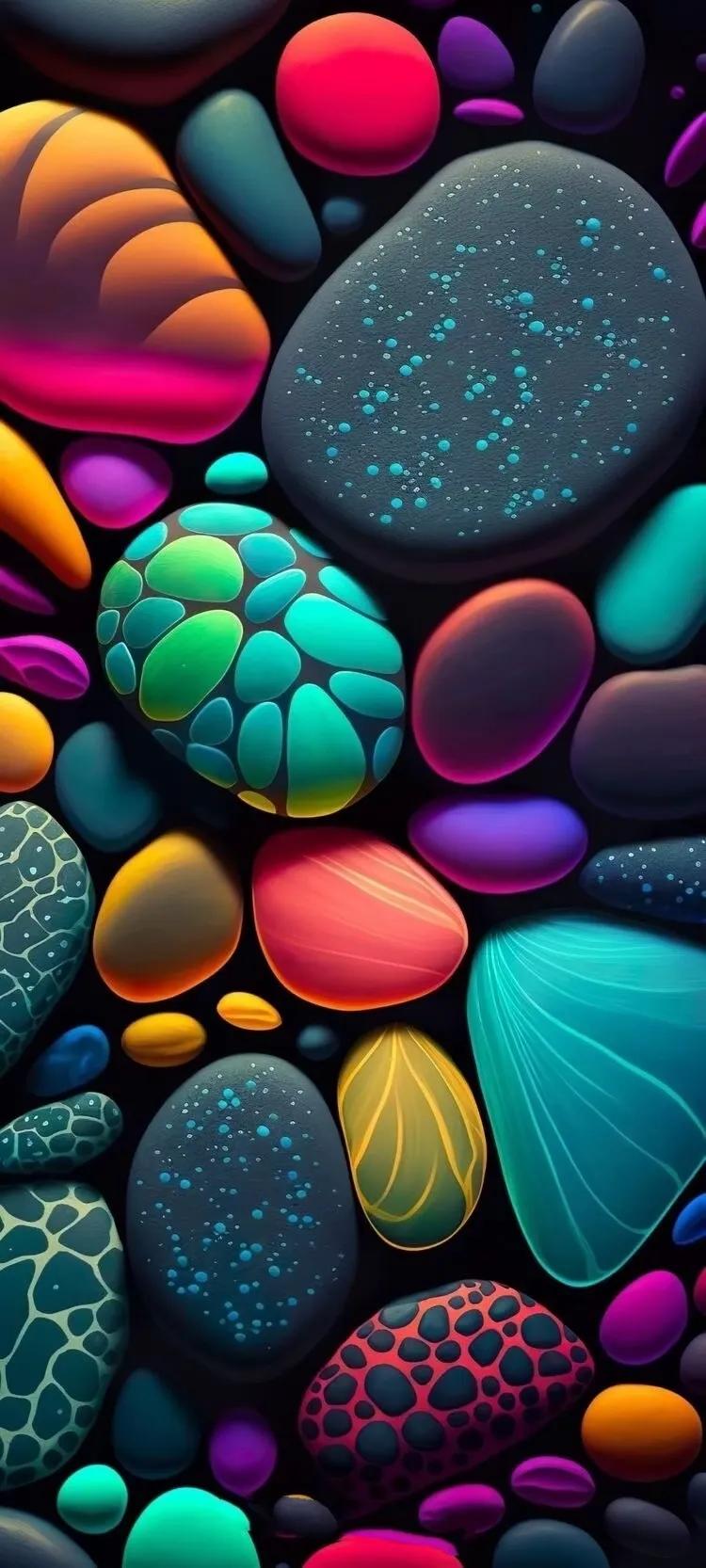 七彩石头创意画,美丽的五彩石头