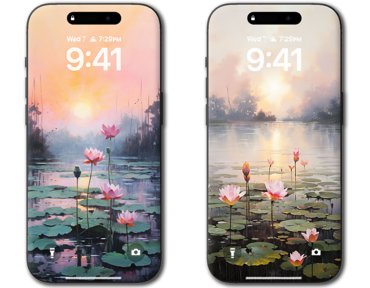 荷塘月色绝美油画,禅意荷塘油画