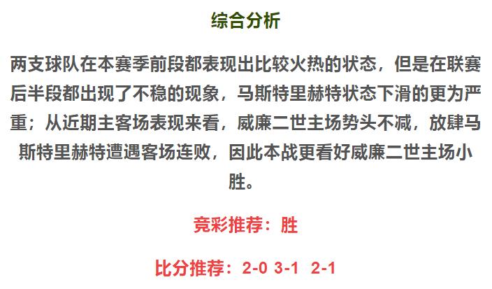 3/26竞彩推荐：荷乙威廉二世VS马斯特里赫特稳稳拿捏熬夜苦研