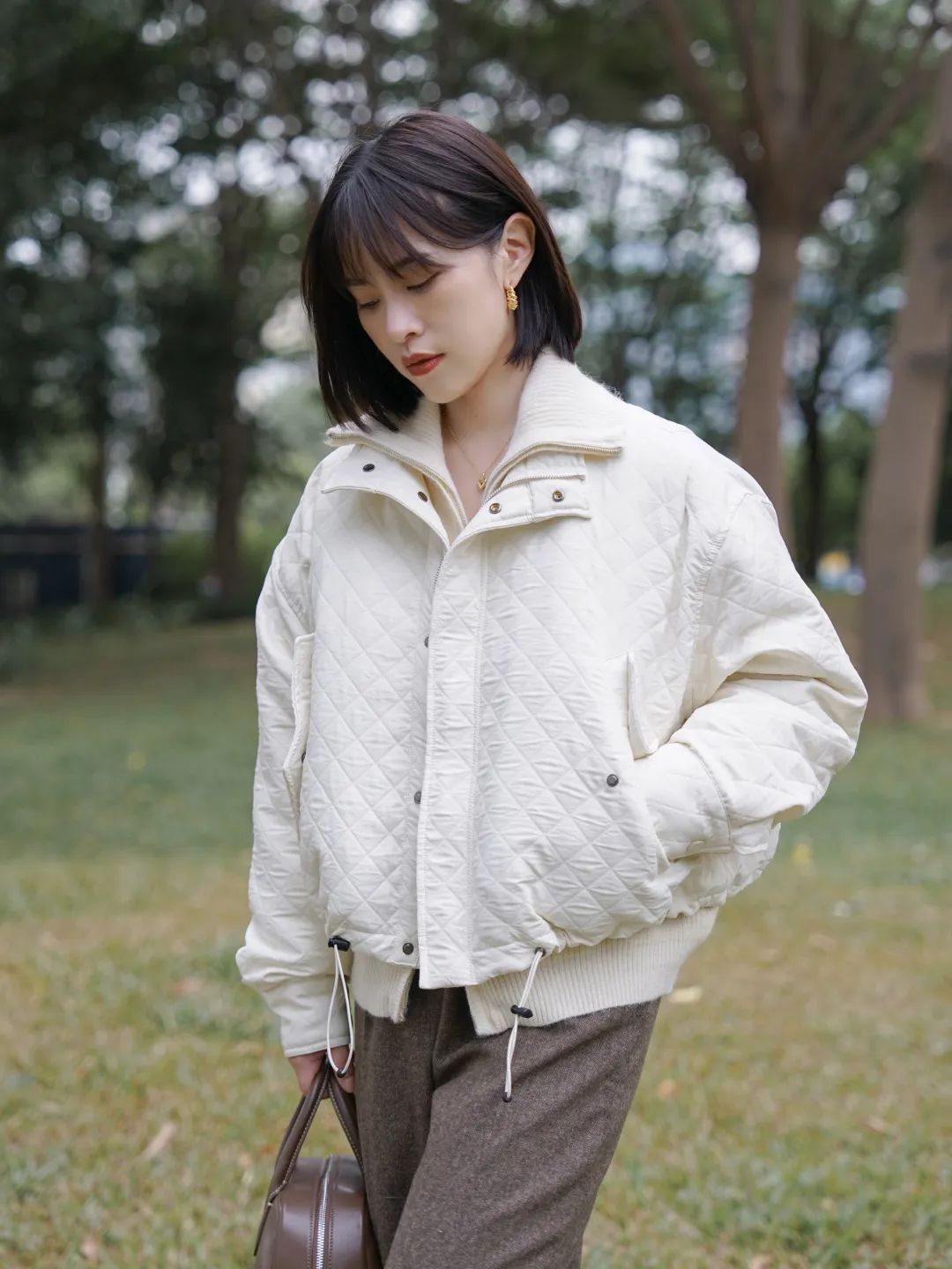 小个子拼接毛衣棉服最新款时髦,秋冬慵懒毛衣棉服内搭