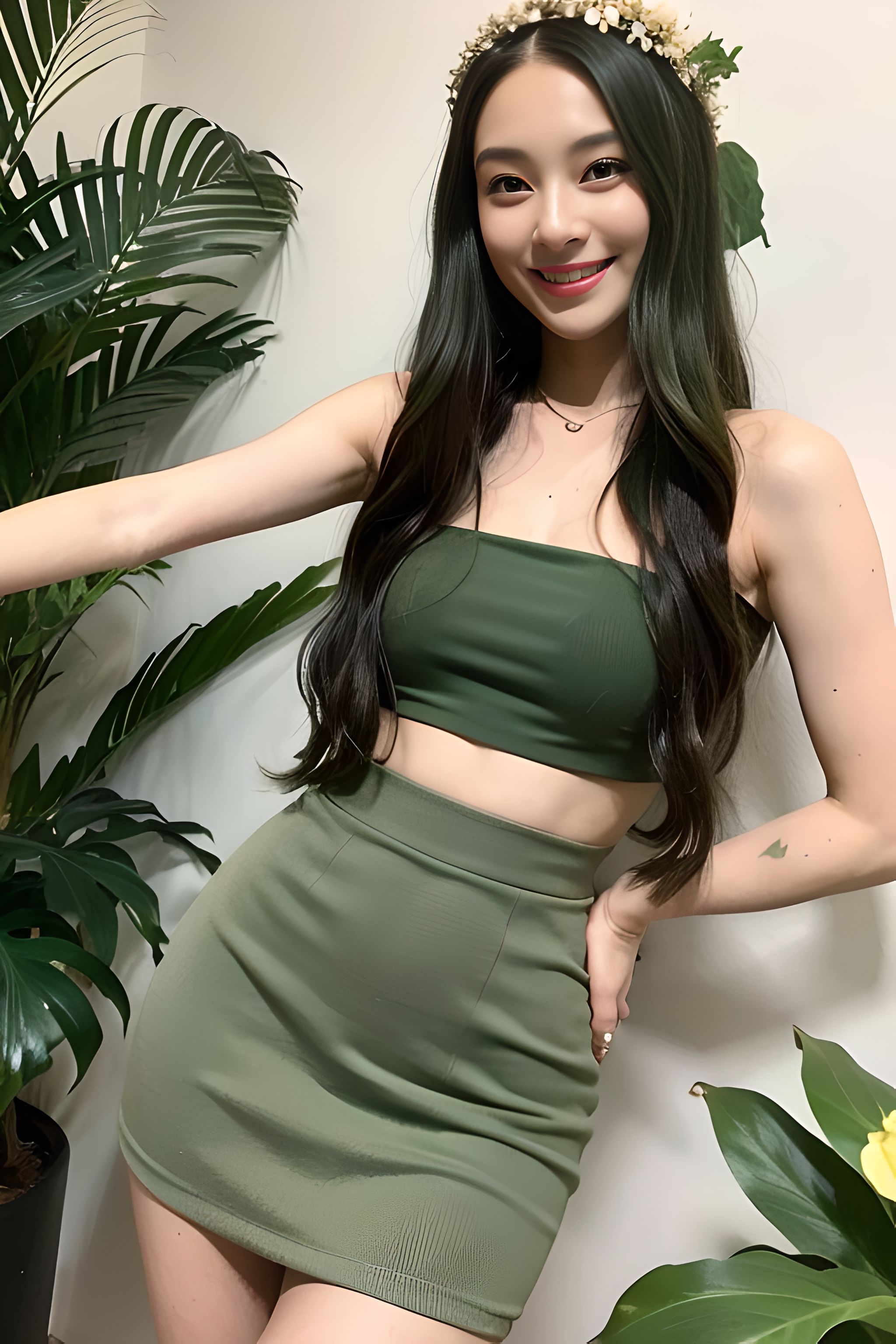 记得绿罗裙，处处怜芳草！绿头发，绿色迷你裙，绿出新芬芳！