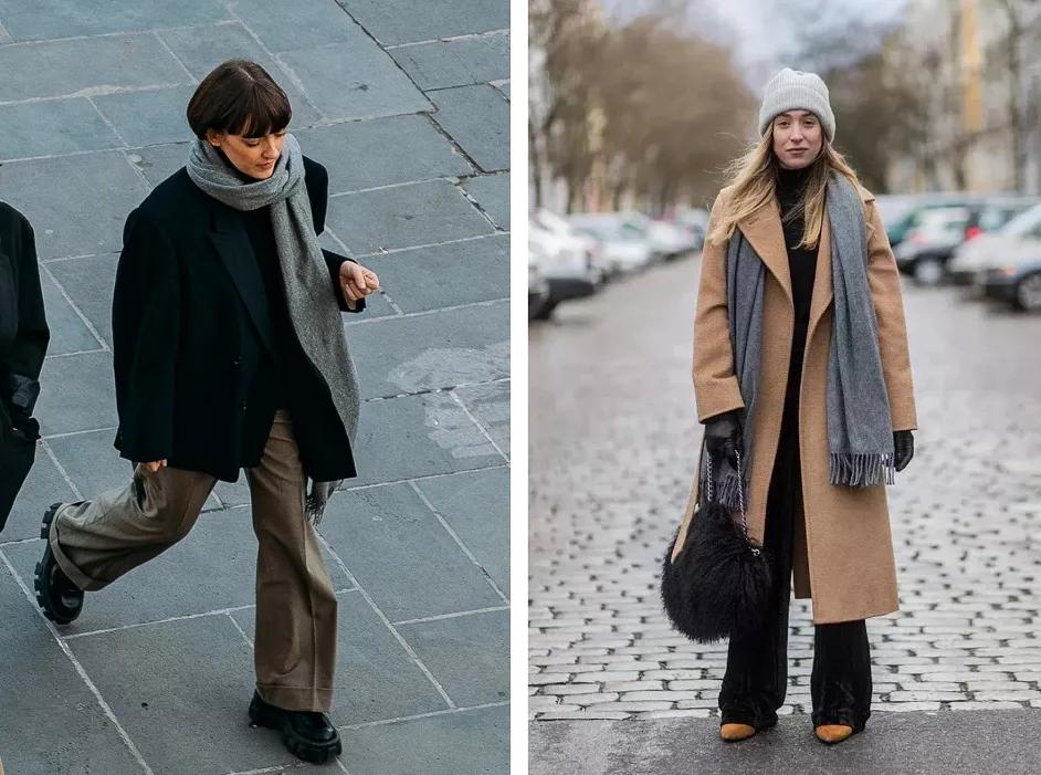 冬天搭配棉衣围巾系法,冬天比较惊艳的穿搭围巾