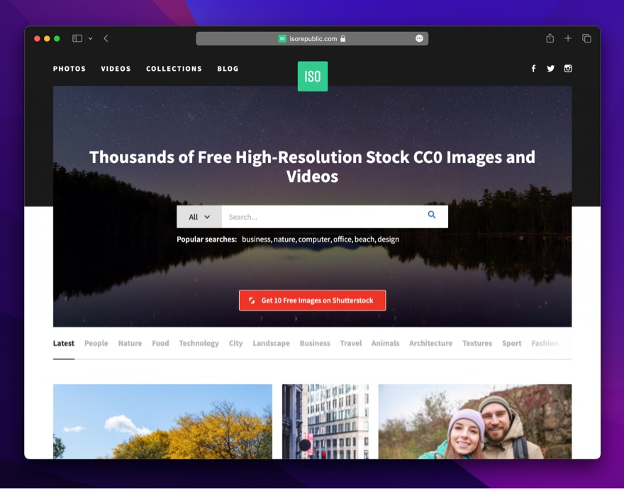 ISORepublic-提供免费商用的图片和高清视频片段素材*载下**的网站