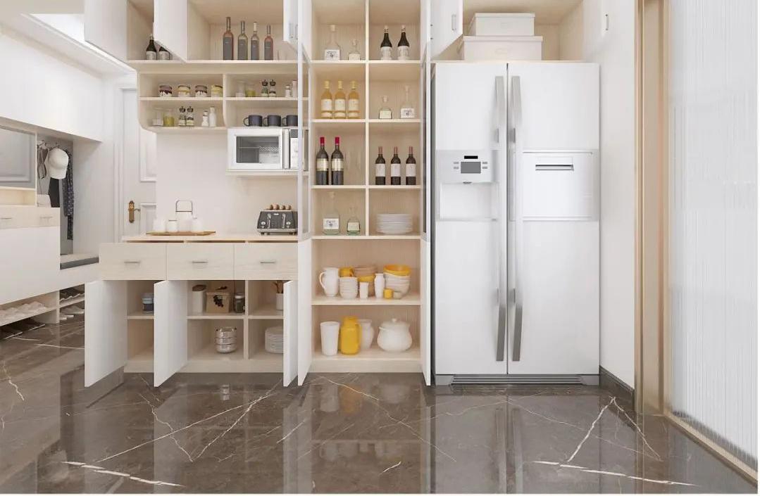 餐边柜加冰箱一体设计尺寸布局图,餐边柜进深尺寸30还是40合适