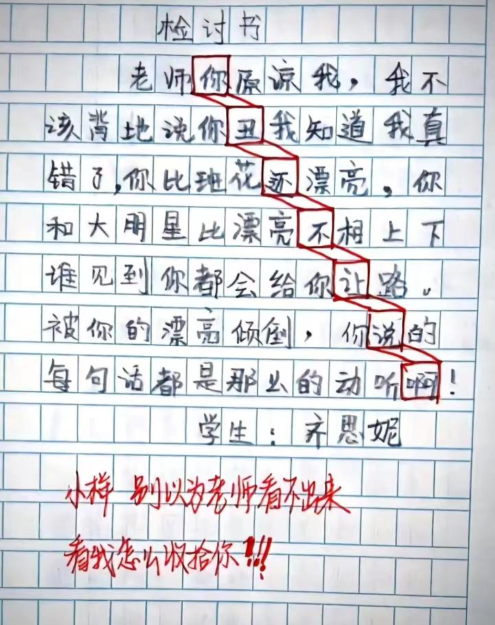 小学生检讨书火了表面诚意满满,雷人的检讨书中学生