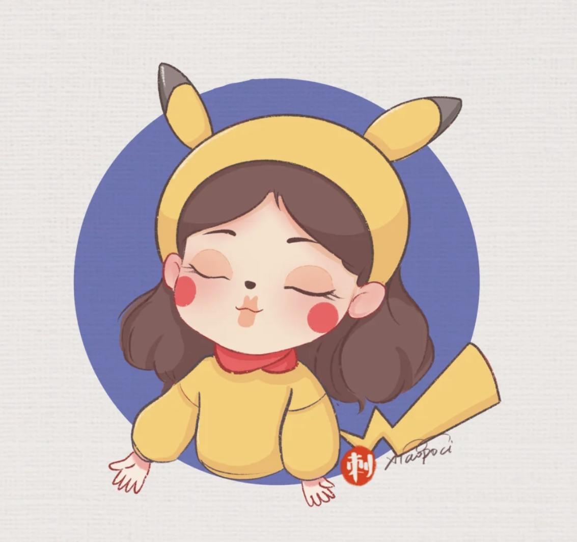 可爱头像卡通呆萌简笔丸子头,超好看丸子头漫画头像儿童