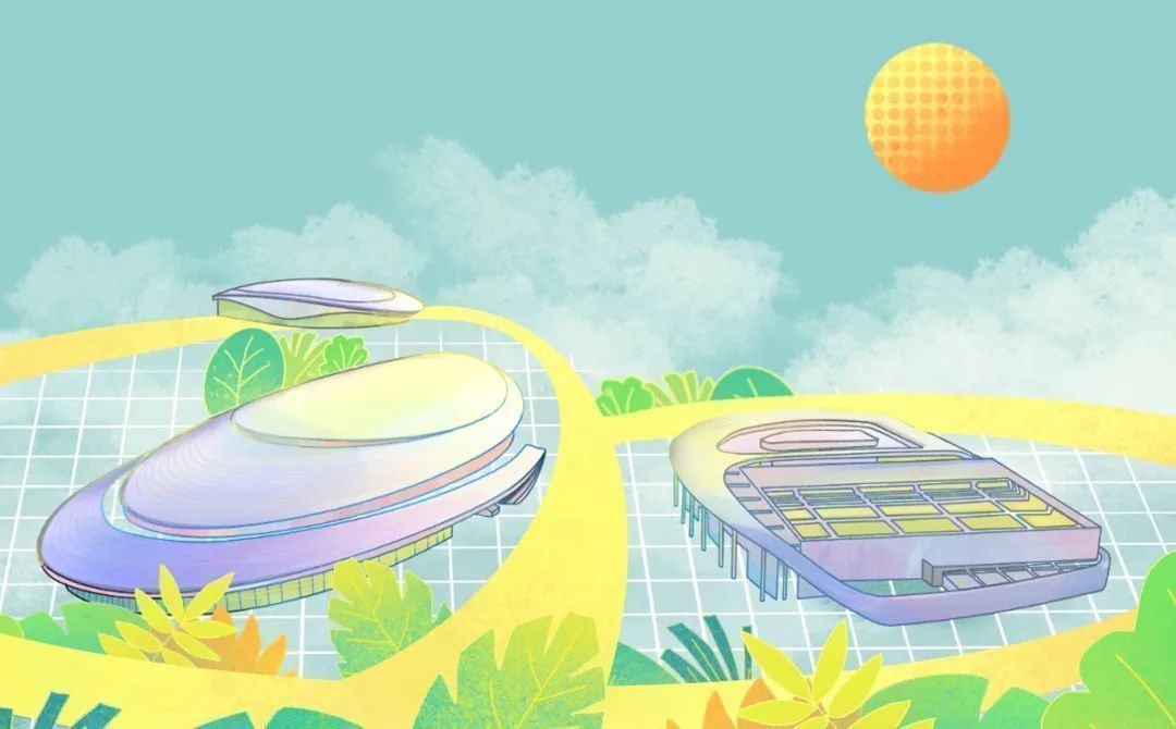 亚运场馆分布图手绘,亚运场馆创意绘画