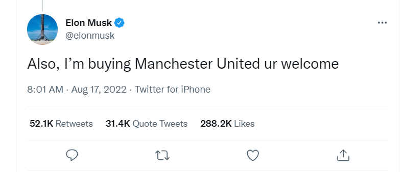 马斯克真的要收购曼联吗,马斯克能否成功收购曼联